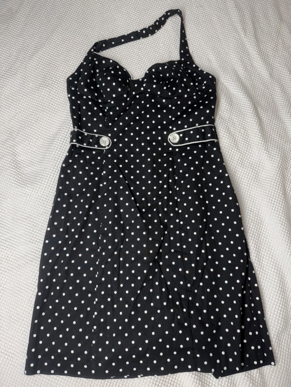 XOXO - Black White Polka Dot Halter Dress - Size 13